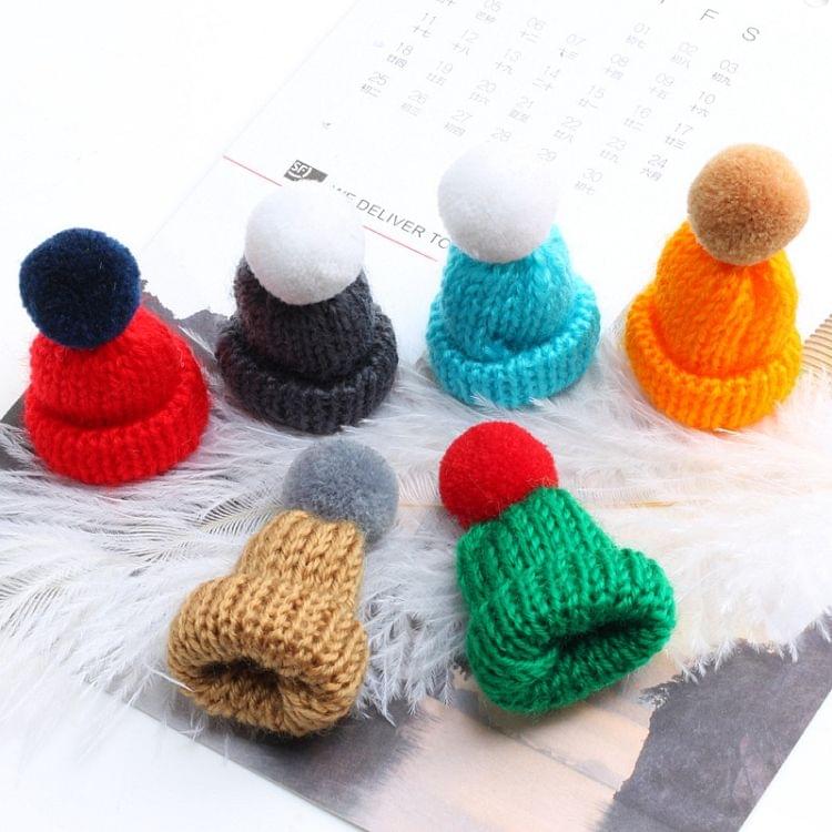 12PCS Cute Mini Knitted Hairball Hat Brooch Sweater Pins Badge(Dark green)