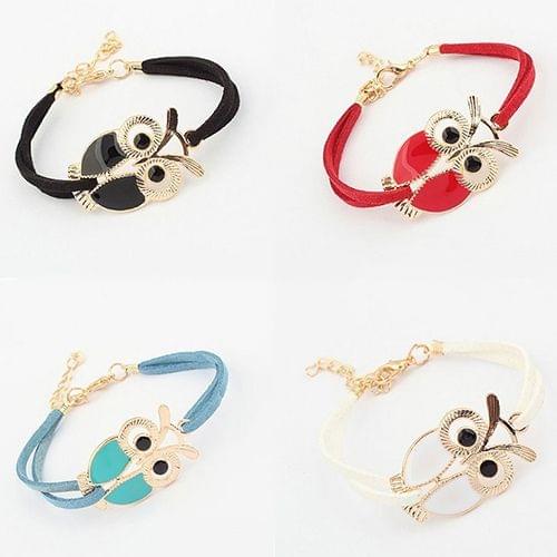 3 PCS Owl Decorated Artificial Leather Retro Bracelet