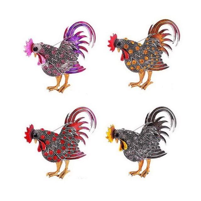 Personality Retro Cock Girl Brooch(Red)