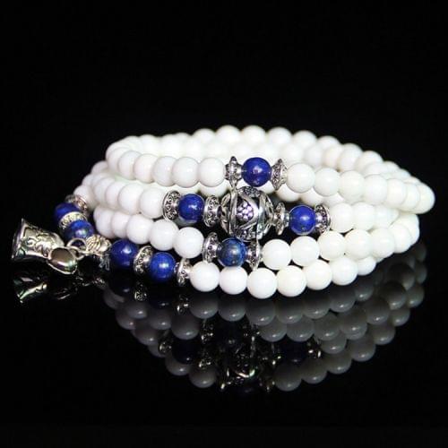 Fashion Jewelry Accessory Garnet Beads Bracelet (White Jade)