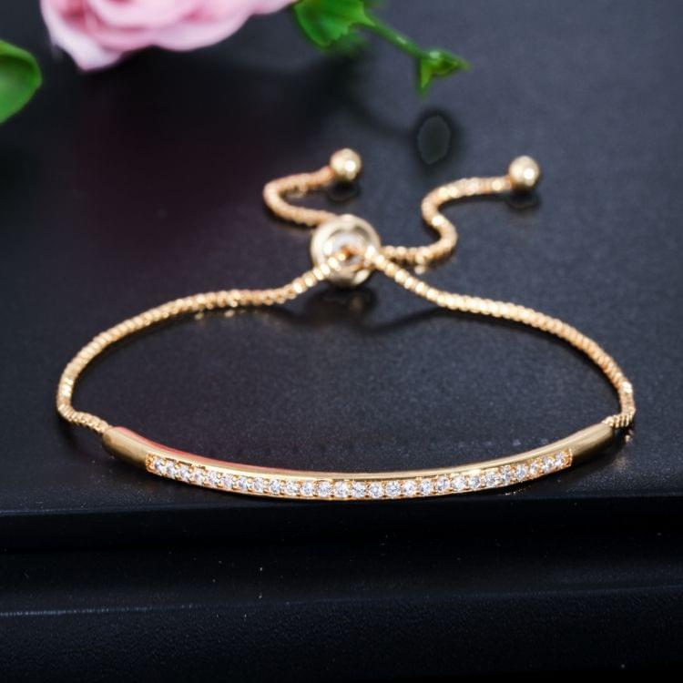 Adjustable Exquisite Hand Jewelry Micro-inlaid Zircon Shiny Single Row Curved Aracelet(rose gold)