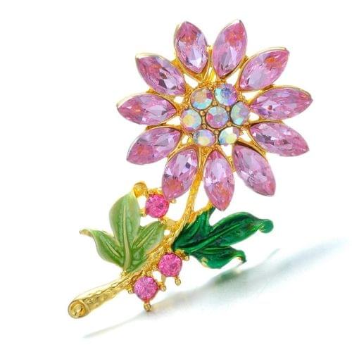 Women Drill Sunflower Brooches(Pink)