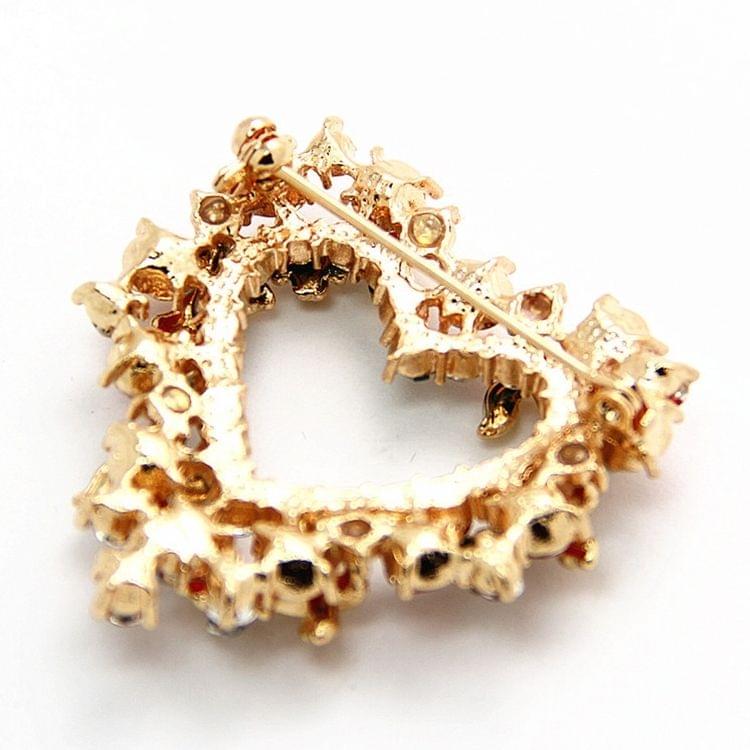 Christmas Heart Shape Multi-color Wreath Electroplating Crystal Brooch Pins Women Fashion Brooch