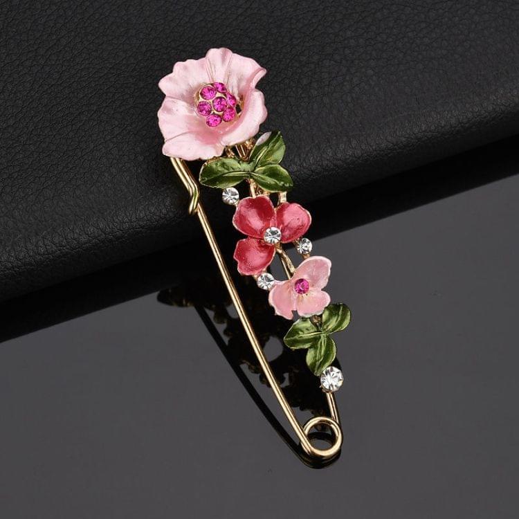 Vintage Female Pins and Brooches Collar Lapel Pins Badge Flower Rhinestone Brooch Jewelry(butterfly pink)