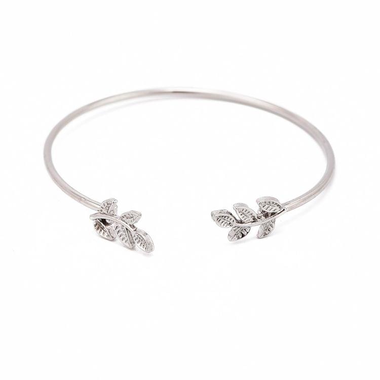 3 PCS/Set Retro Bracelets Silver Hollow Leaves Flowers Adjustable Chain Bracelet