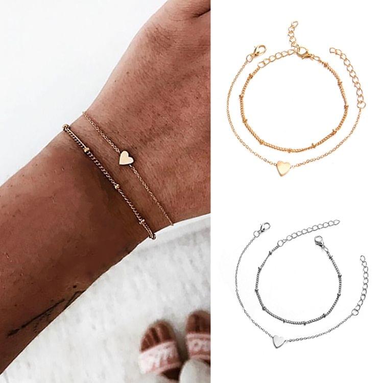 2 Sets Women Minimalist Small Love sharp Link Chain Bracelets(gold)