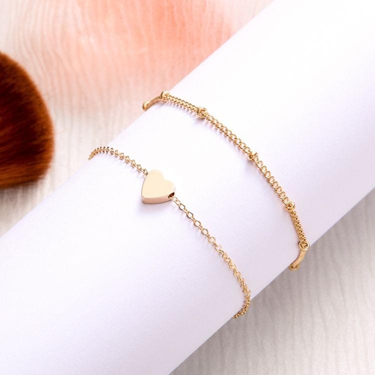 2 Sets Women Minimalist Small Love sharp Link Chain Bracelets(gold)