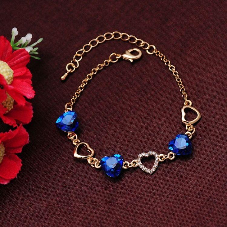 Romantic Heart Crystal Charm Bracelets for Women(Blue)