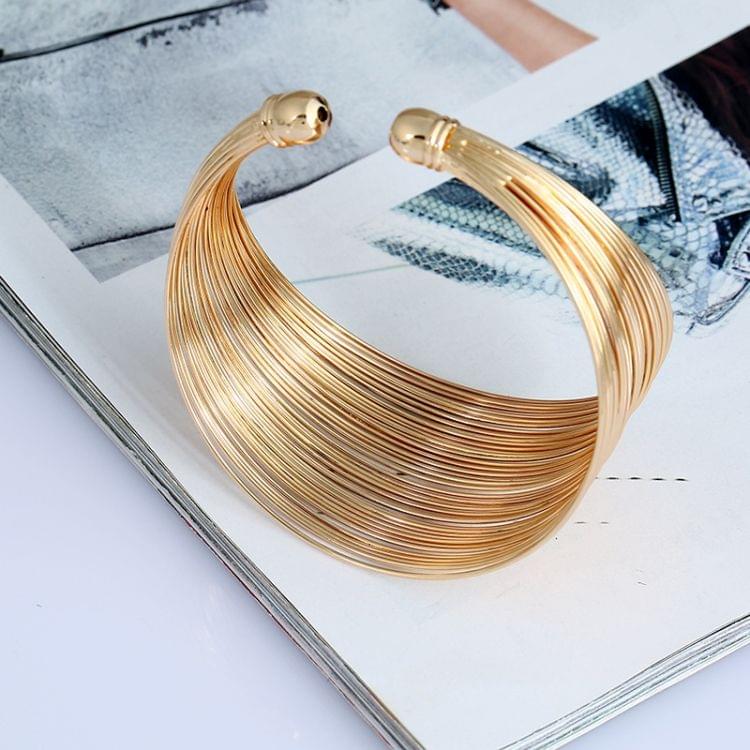 Multilayer Metal Wire Cuff Bangle Opened Maxi Punk Bangle Bracelet(Silver color)