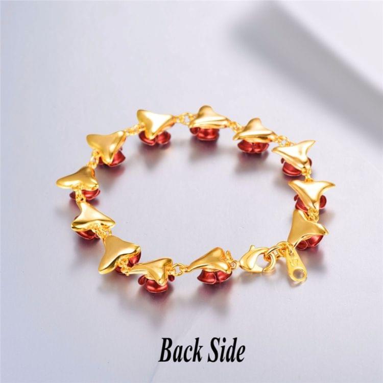 Bracelet Red Rose Flowers Wrist Chain Bracelets For Women(Gold )