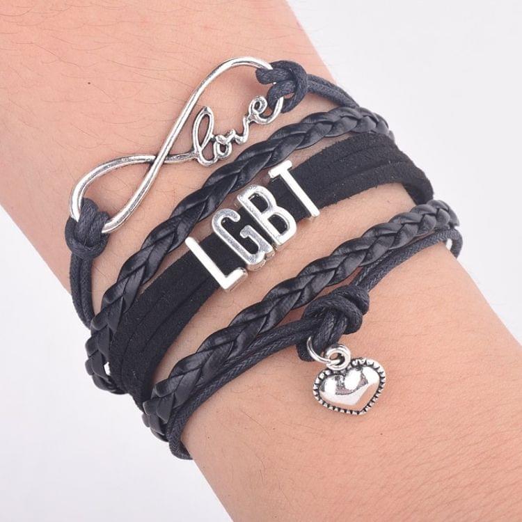 LGBT Words Rainbow Bracelet(Black)