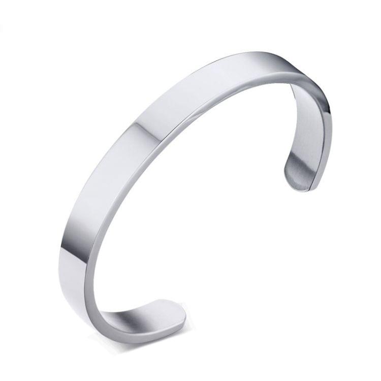 8mm Width Women Men Stainless Steel Surface Bracelet Bangle(Silver)