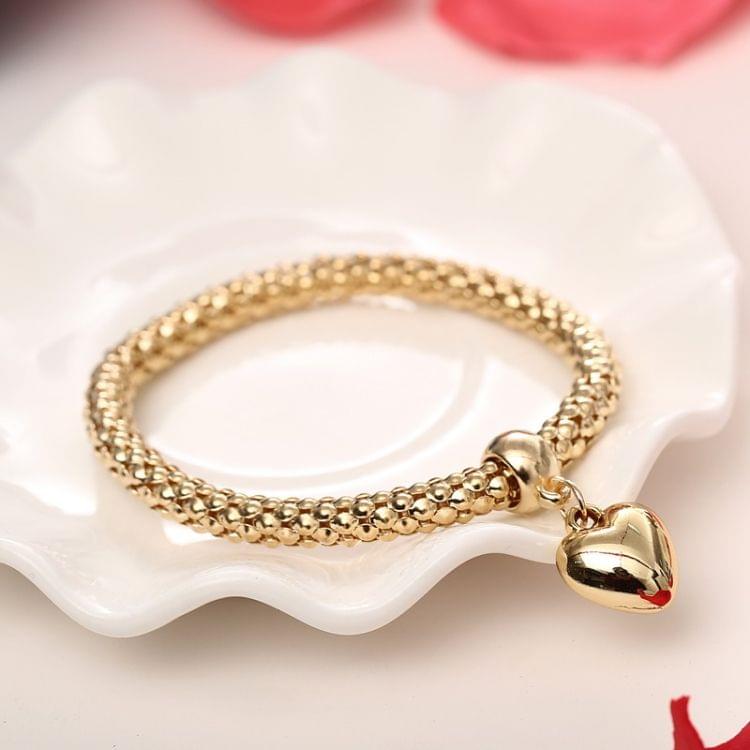 3 PCS/Set Crystal  Heart Charm Bracelets Bangles