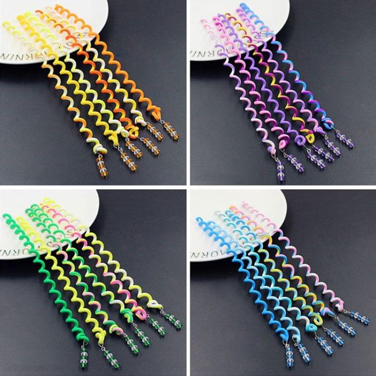 2 PCS Rainbow Color Headband Cute Girls Hair band Crystal Long Elastic Headwear(1#Blue)