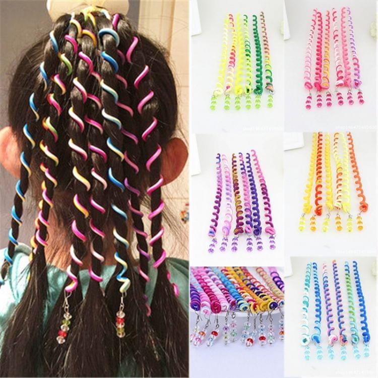 2 PCS Rainbow Color Headband Cute Girls Hair band Crystal Long Elastic Headwear(1#Blue)