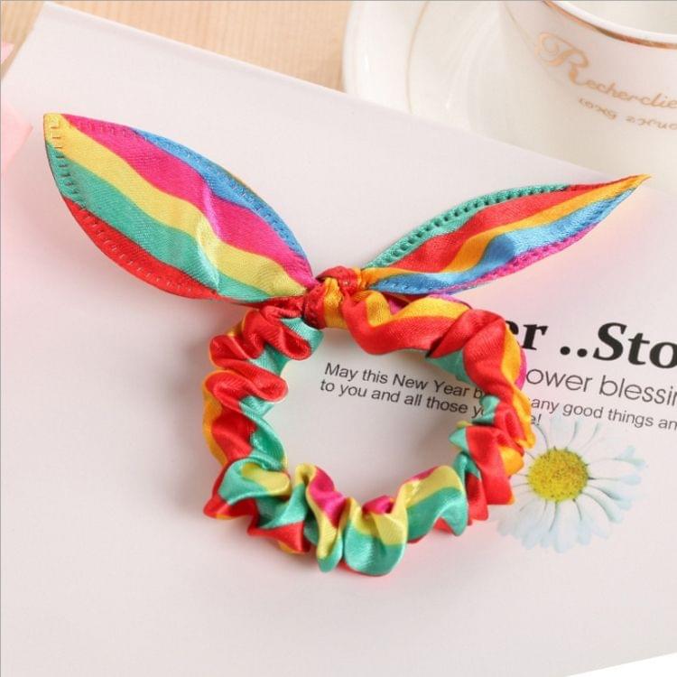 100 PCS Rabbit Ears Hair Band Kids Hair Accessories Elastic Hairband Girl Rubber Band Polka Dot Hairline(Watermelon Red Dot )