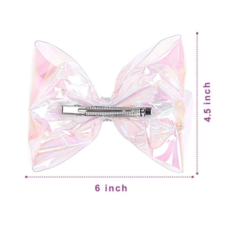 2 PCS 6 Inches Transparent Rainbow Clip Girls Rhinestone Bowknot Cute Kid Hair Accessories