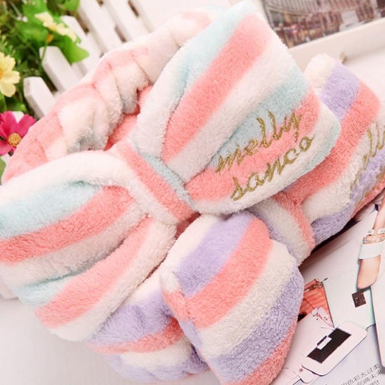 Cute Big Bow Headband Hair Makeup Wash Face with Hair Band Movement Flannelette Bundle Hair Accessories Headbands, Random Color Delivery