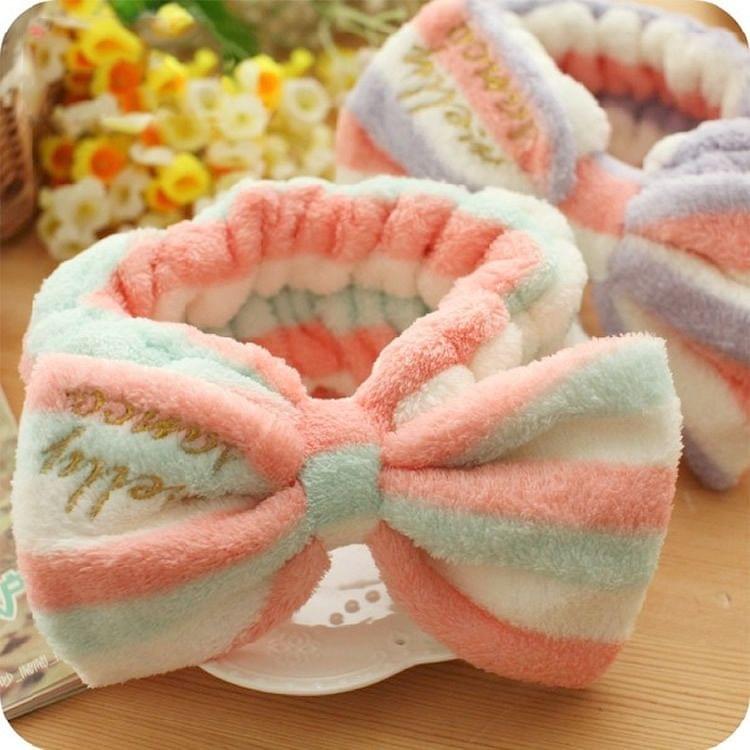 Cute Big Bow Headband Hair Makeup Wash Face with Hair Band Movement Flannelette Bundle Hair Accessories Headbands, Random Color Delivery