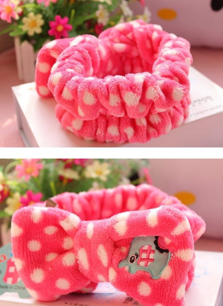 Cute Big Bow Headband Hair Makeup Wash Face with Hair Band Movement Flannelette Bundle Hair Accessories Headbands, Random Color Delivery