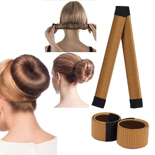 3PCS Magic Bun Women Synthetic Wig Headwear Donuts Bud Ball Twist Magic DIY Bun Maker Tools(beige)