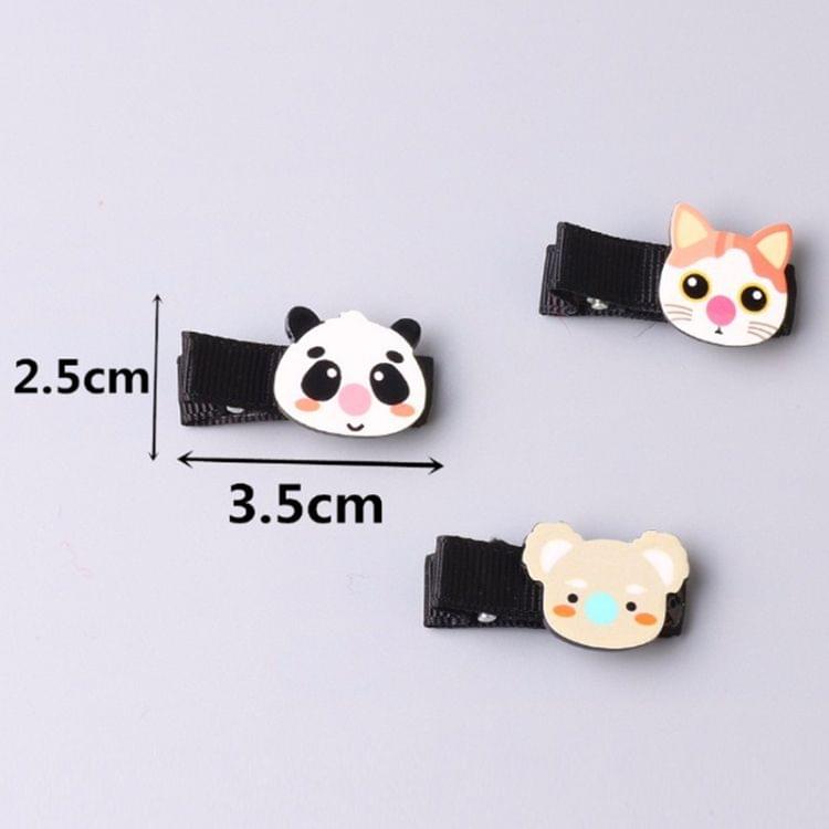 10 PCS Acrylic Animal Hair Clip Kids Cartoon Pattern Hair Accessories Girl Mini Elastic Hair Rope(Cat hair clip)