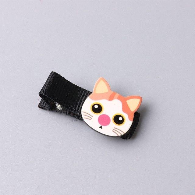 10 PCS Acrylic Animal Hair Clip Kids Cartoon Pattern Hair Accessories Girl Mini Elastic Hair Rope(Cat hair clip)