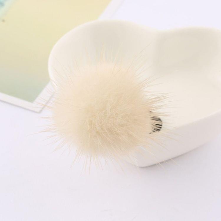 Lovely Soft Fur Pompom Mini Ball Gripper Hairclips Children Hair Clip Hair Accessories(beige (hair ring))