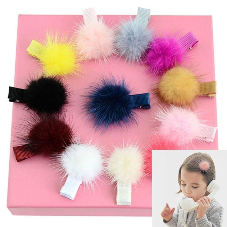 Lovely Soft Fur Pompom Mini Ball Gripper Hairclips Children Hair Clip Hair Accessories(beige (hair ring))