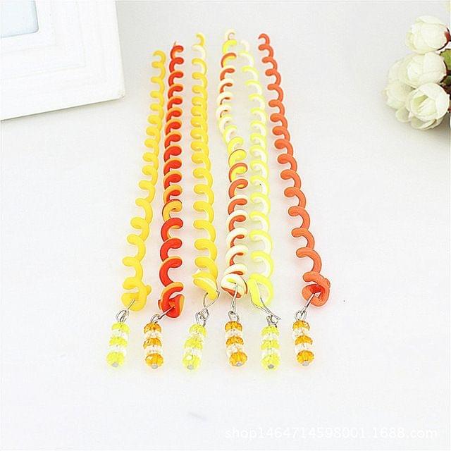 Rainbow Color Cute Girl Curler Hair Braid Styling Tools Hair Braid Roller Hair Accessory(Yellow)