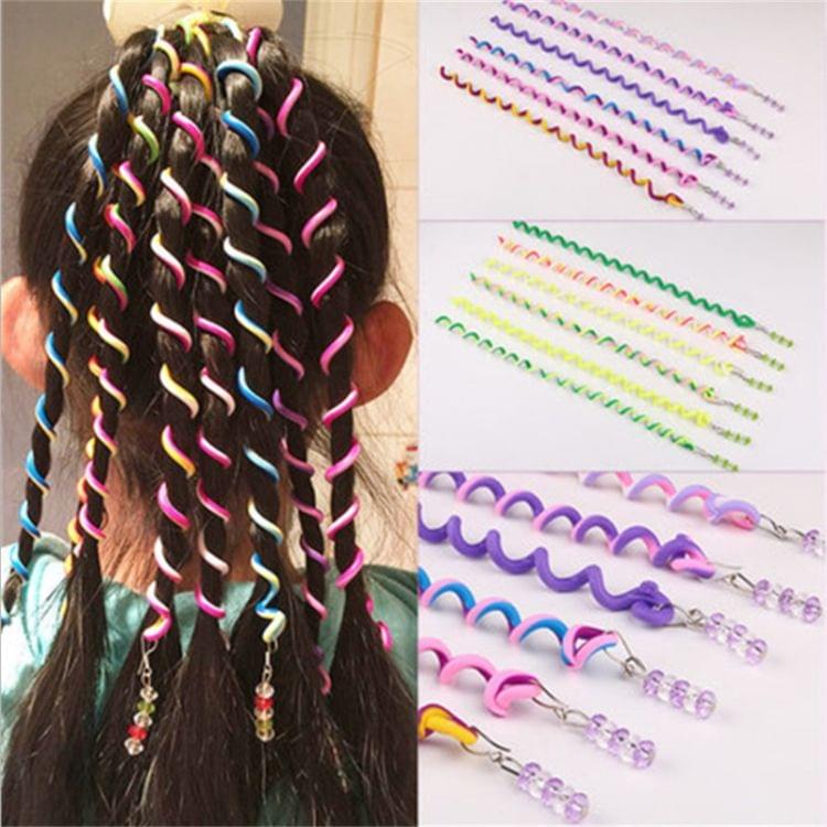 Rainbow Color Cute Girl Curler Hair Braid Styling Tools Hair Braid Roller Hair Accessory(Yellow)