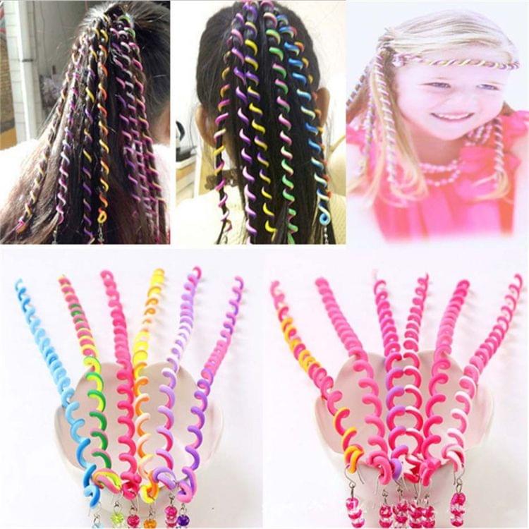 Rainbow Color Cute Girl Curler Hair Braid Styling Tools Hair Braid Roller Hair Accessory(Yellow)