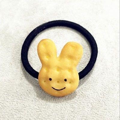 2 PCS Scrunchy Girls Cute Simulated Biscuits Cartoon Shape Hair Clip Headbands Hairpins Kids Hairclip Hair Band Hair Accessories(Rabbit headband)