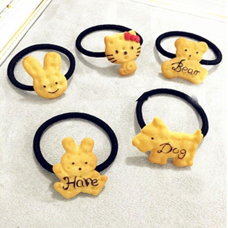 2 PCS Scrunchy Girls Cute Simulated Biscuits Cartoon Shape Hair Clip Headbands Hairpins Kids Hairclip Hair Band Hair Accessories(Rabbit headband)