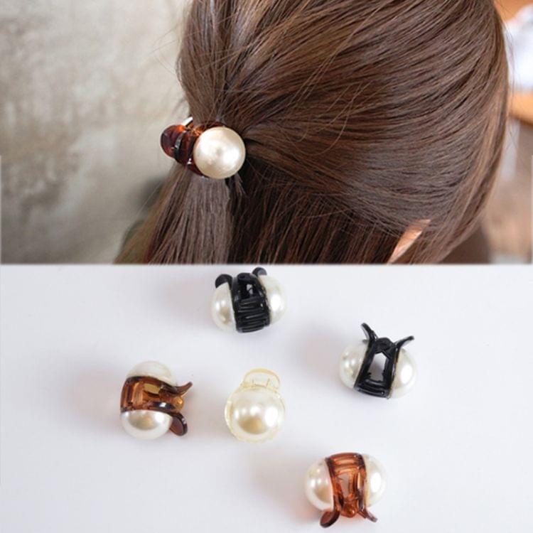 Girls Pearl Mini Hair Claw Women Hair Crab Hair Claws Makeup Washing Tool Hair Accessories(Brown)