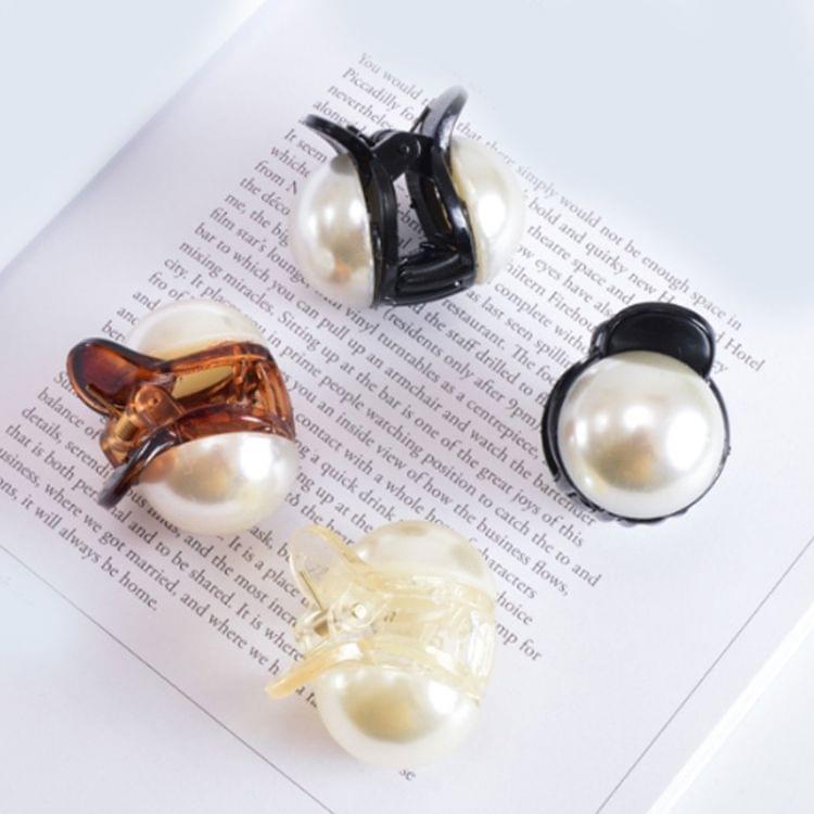 Girls Pearl Mini Hair Claw Women Hair Crab Hair Claws Makeup Washing Tool Hair Accessories(Brown)