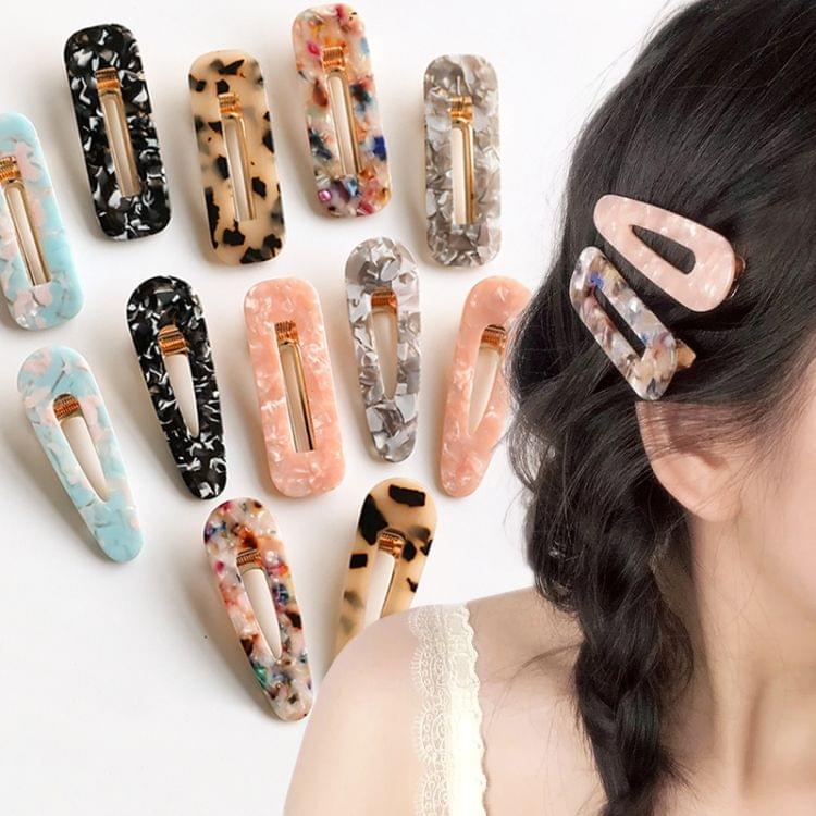 Women Acetic Acid Hair Clips Leopard Print Waterdrop Barrettes Girls Hair Accessories(Drop blue)