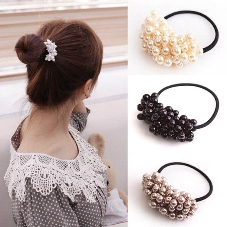 3 PCS Women Fashion Vitange Rhinestone Crystal Pearl Hair Band(Beige)