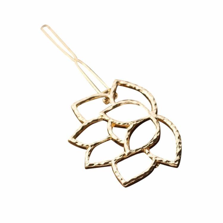 3 PCS Small Fresh Boutique Lotus Art Metal Shape Retro Hairpin Headdress, Size:5.2x4cm(Gold)