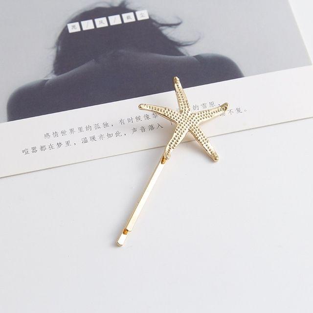 2 PCS Best Gift for Women Hair Clip Bright Hairpin Simple Hair Styling Accessories(Gold starfish)