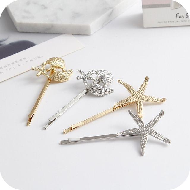 2 PCS Best Gift for Women Hair Clip Bright Hairpin Simple Hair Styling Accessories(Gold starfish)