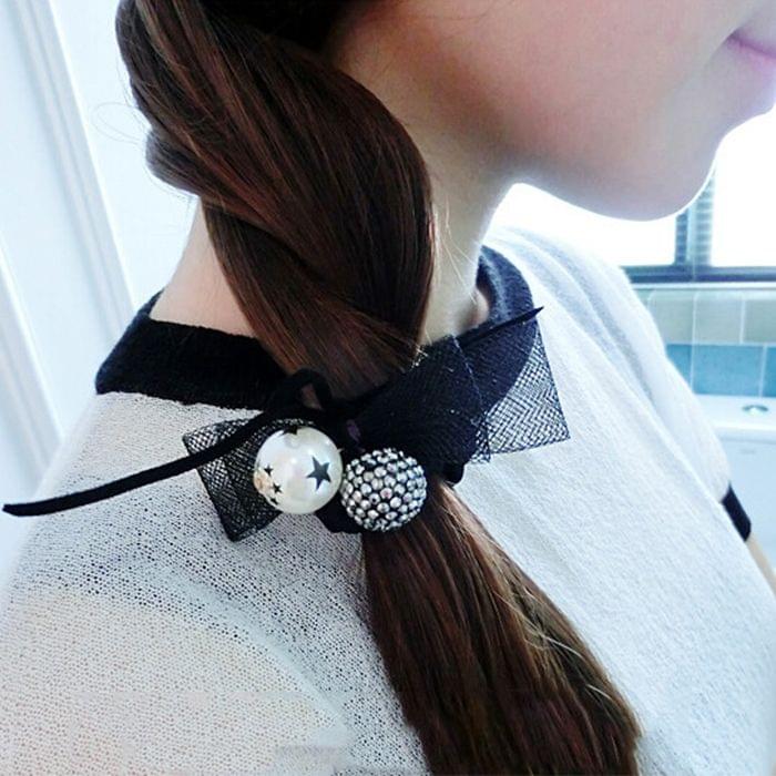 10 PCS Lace Bowknot Style Elastic Rubber Hair Band Ring Random Delivery