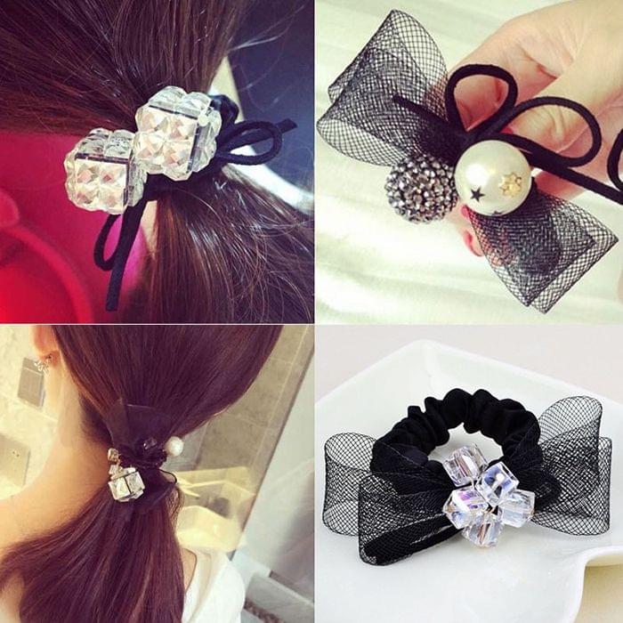 10 PCS Lace Bowknot Style Elastic Rubber Hair Band Ring Random Delivery