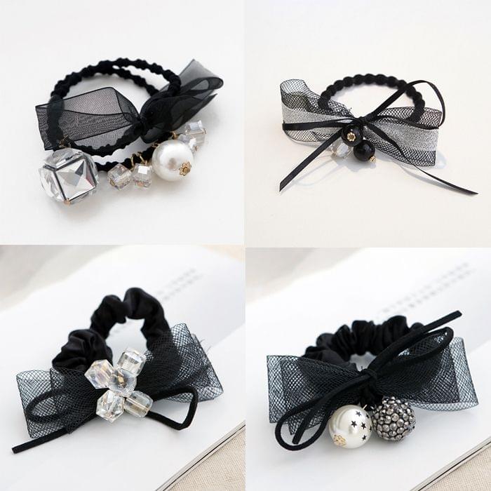 10 PCS Lace Bowknot Style Elastic Rubber Hair Band Ring Random Delivery