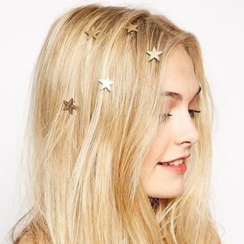 2PCS Gold Small Star Coil Spring Clip Hairpin Jewelry for Women and Girls