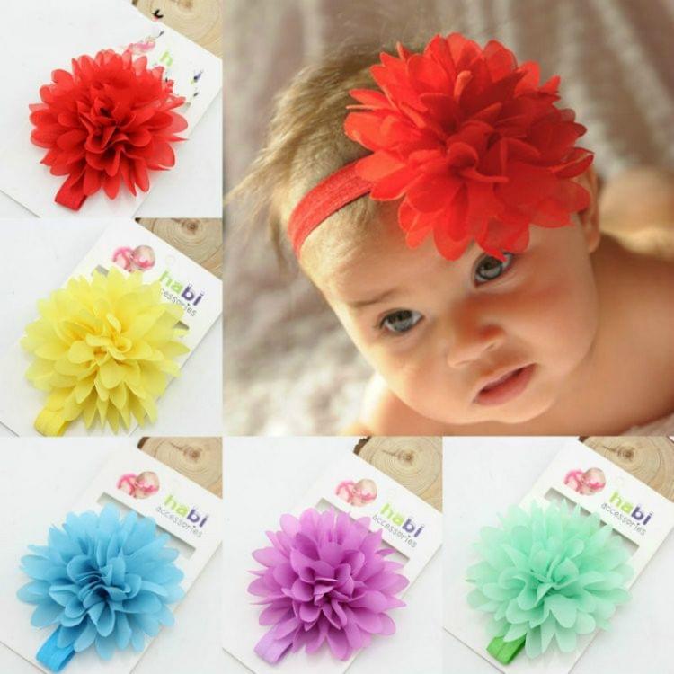 Baby Girl Elastic Hairband Children Hair Wear Flower Headband(Coffee )