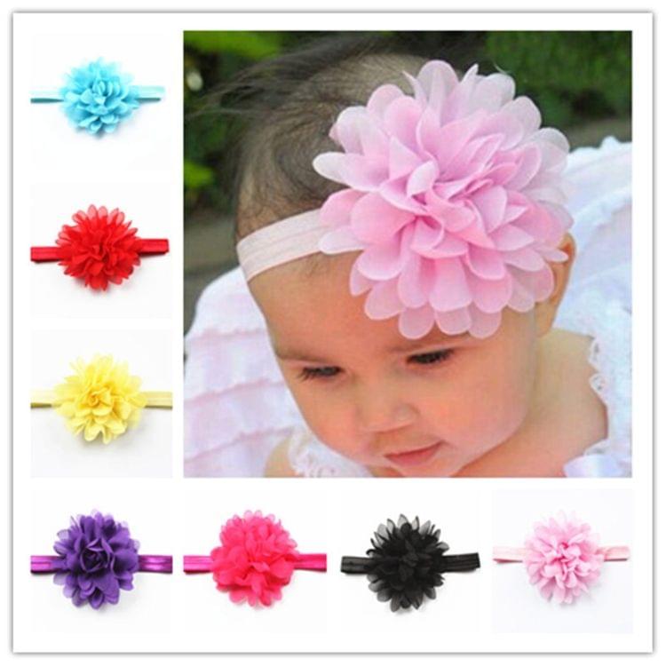 Baby Girl Elastic Hairband Children Hair Wear Flower Headband(Coffee )