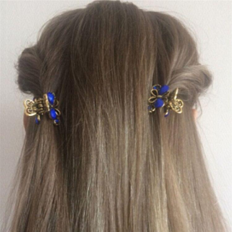 Women Retro Butterfly Hair Claw Clip Headband(Coffee)