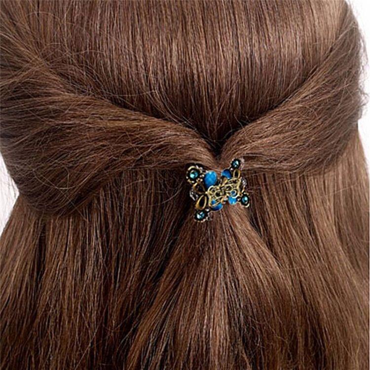 Women Retro Butterfly Hair Claw Clip Headband(Coffee)