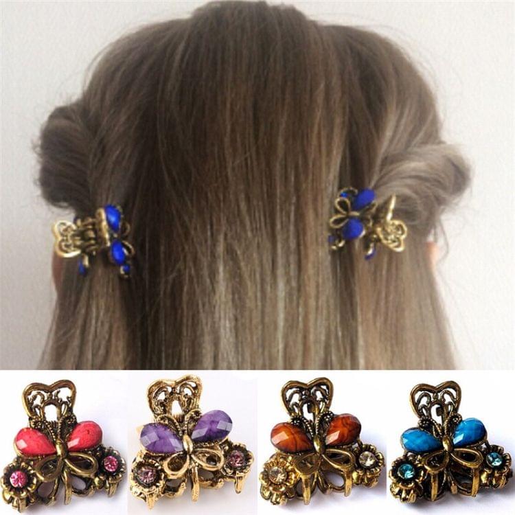 Women Retro Butterfly Hair Claw Clip Headband(Coffee)